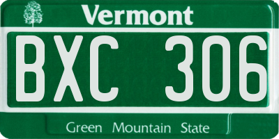 VT license plate BXC306