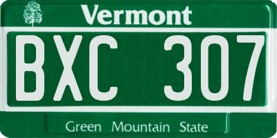 VT license plate BXC307