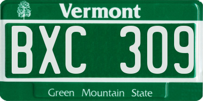 VT license plate BXC309
