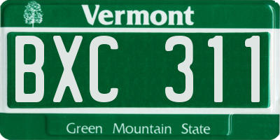VT license plate BXC311
