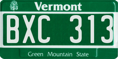 VT license plate BXC313