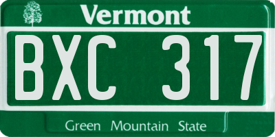 VT license plate BXC317