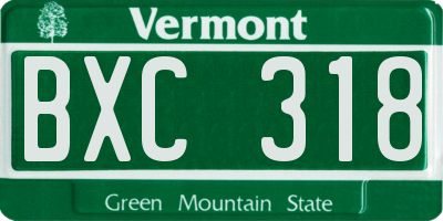 VT license plate BXC318