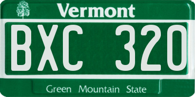 VT license plate BXC320
