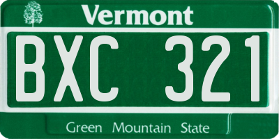 VT license plate BXC321