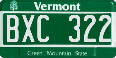 VT license plate BXC322