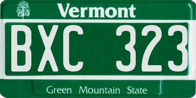 VT license plate BXC323