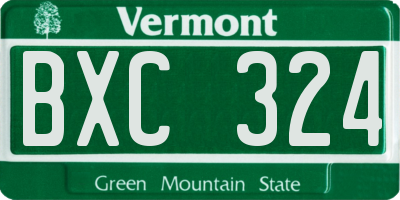 VT license plate BXC324