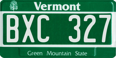VT license plate BXC327