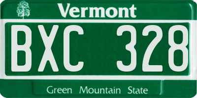 VT license plate BXC328