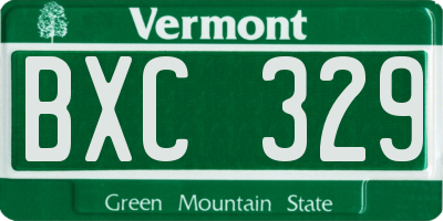 VT license plate BXC329
