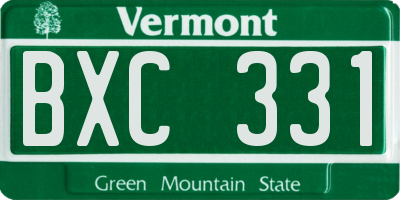 VT license plate BXC331
