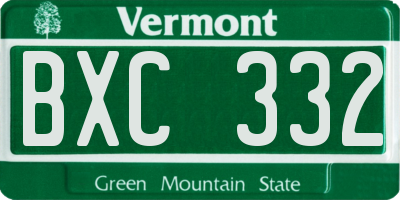 VT license plate BXC332