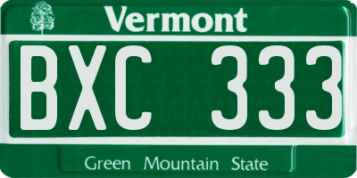 VT license plate BXC333