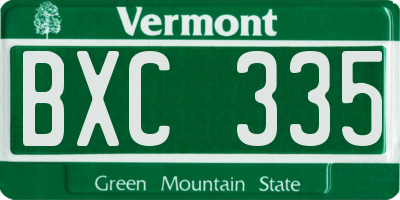 VT license plate BXC335
