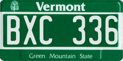 VT license plate BXC336