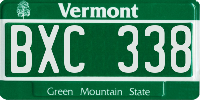 VT license plate BXC338