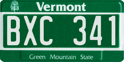 VT license plate BXC341