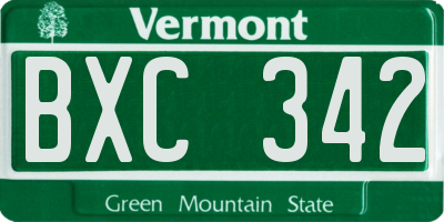 VT license plate BXC342