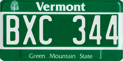 VT license plate BXC344