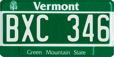 VT license plate BXC346