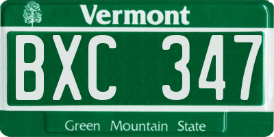 VT license plate BXC347