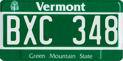 VT license plate BXC348