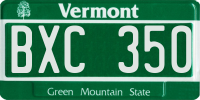 VT license plate BXC350