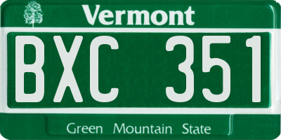 VT license plate BXC351