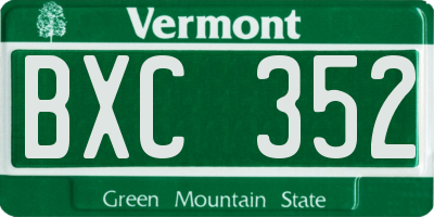VT license plate BXC352
