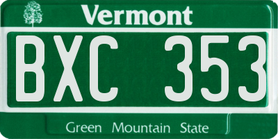 VT license plate BXC353