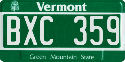 VT license plate BXC359