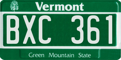 VT license plate BXC361