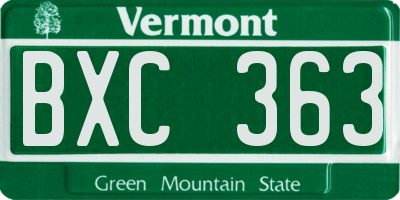 VT license plate BXC363