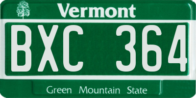 VT license plate BXC364