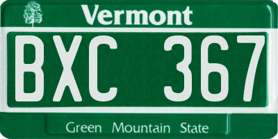 VT license plate BXC367