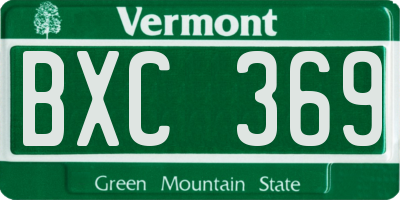 VT license plate BXC369