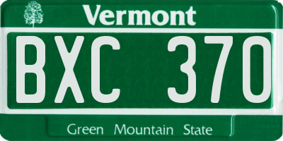 VT license plate BXC370