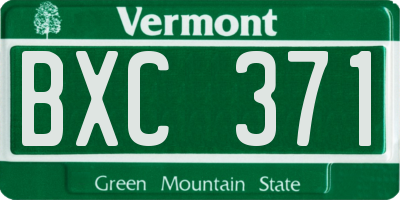 VT license plate BXC371