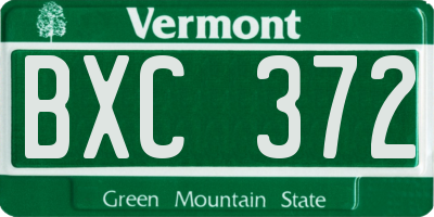 VT license plate BXC372