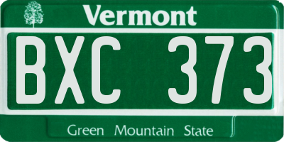 VT license plate BXC373