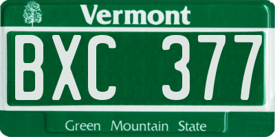 VT license plate BXC377