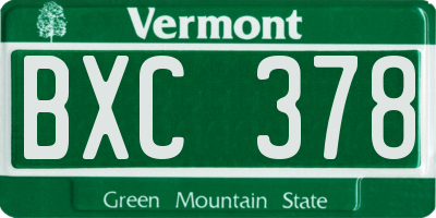 VT license plate BXC378