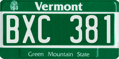 VT license plate BXC381