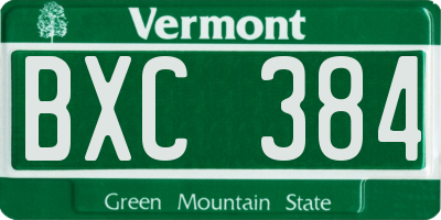VT license plate BXC384