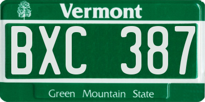 VT license plate BXC387