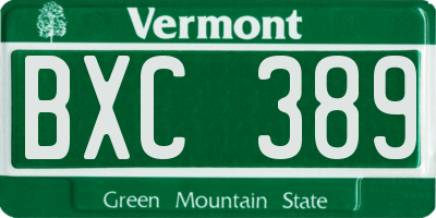 VT license plate BXC389