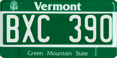 VT license plate BXC390