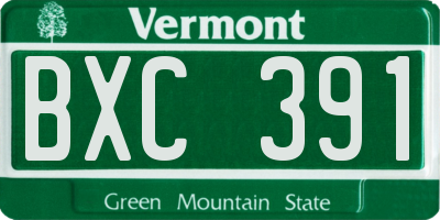 VT license plate BXC391