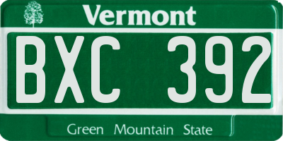 VT license plate BXC392